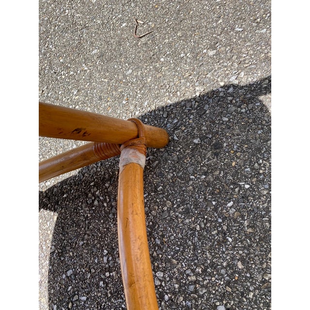 Vintage Bamboo Patio Dining Set with 4 Swivel Chairs and Tempered Glass