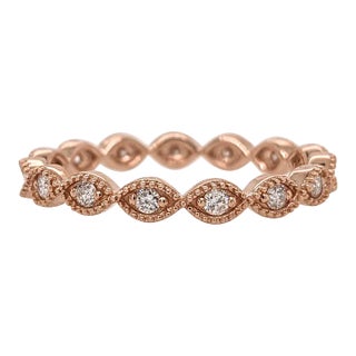 Natural Diamond Eternity Band Ring in Solid 14K Rose Gold For Sale