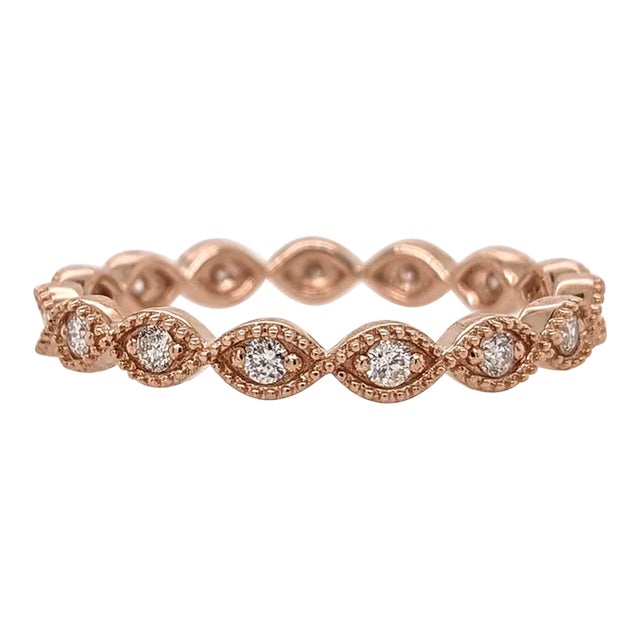 Natural Diamond Eternity Band Ring in Solid 14K Rose Gold For Sale