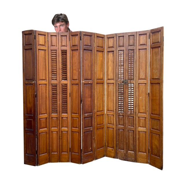 Arts & Crafts Antique Arts and Crafts Hinged Room Divider With Shutters/Slats. For Sale - Image 3 of 6