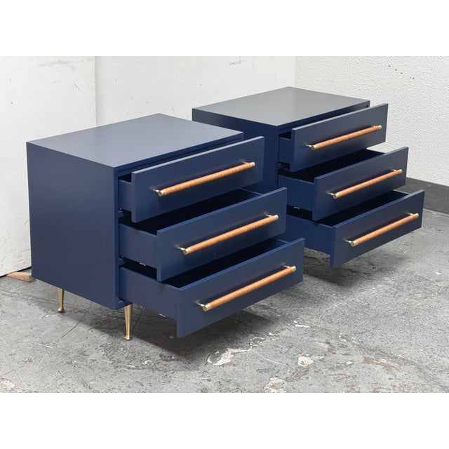Design Plus Gallery presents a Pair of Audrey Navy 3-Drawer Nightstands by Brownstone Furniture. Stylish options for...