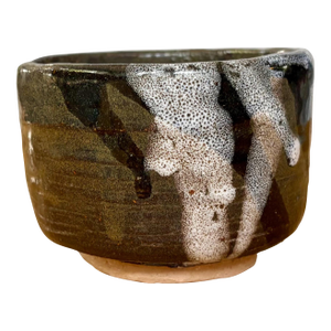 Vintage Japanese Chawan Matcha Tea Bowl, Japan, Signed - Wood-Fired Stoneware Rustic Glaze