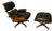 Mid-Century Modern Eames Lounge Chair and Ottoman in Black Leather For Sale