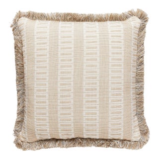 The House of Scalamandré Lark Stripe Square Pillow, Sand Dollar For Sale