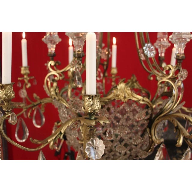 Large Bronze & Crystal 10-Light Chandelier, 19th Century For Sale - Image 14 of 15