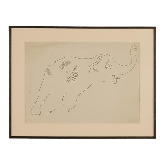 Rare Original Abstract Elephant Graphite Drawing Catalogue Raisonné Ex-Christies by Andy Warhol, 1955 For Sale
