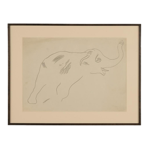 Rare Original Abstract Elephant Graphite Drawing Catalogue Raisonné Ex-Christies by Andy Warhol, 1955