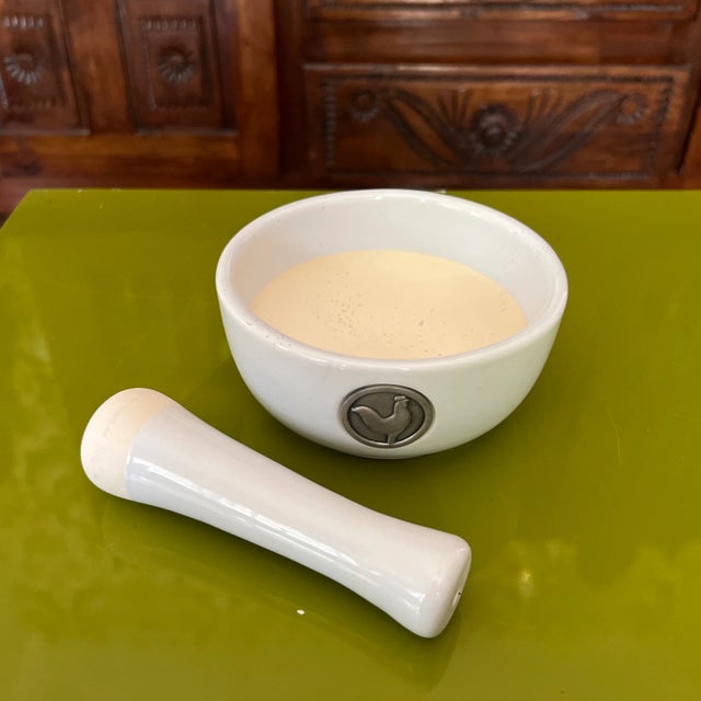 Mid-Century Modern 1960s Mortar and Pestle With Rooster Badge For Sale - Image 3 of 5