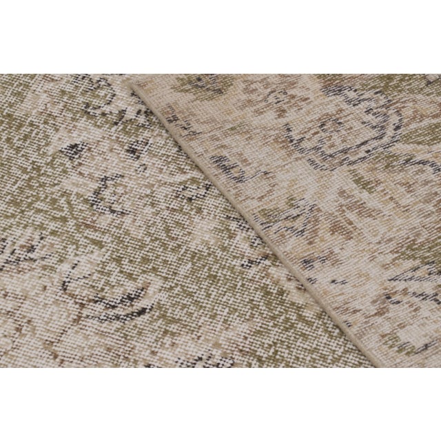 Beige Vintage Distressed Turkish Rug With Floral Medallion in Beige-Brown - Rug & Kilim For Sale - Image 8 of 10