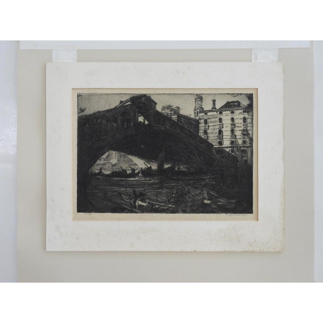 Early 20th Century Clifford Addams Guardi Rialto Bridge Venice Italy Etching For Sale - Image 4 of 5