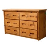Mid 20th Century Pine Rustic Primitive Six Drawer Dresser For Sale