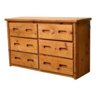 Mid 20th Century Pine Rustic Primitive Six Drawer Dresser For Sale