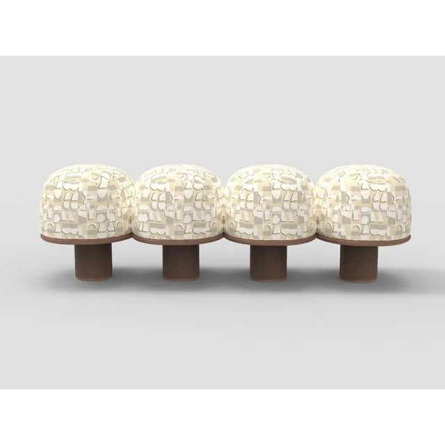 Hygge Bench in Hymne Beige Fabric and Smoked Oak by Saccal Design House for Collector For Sale - Image 4 of 4