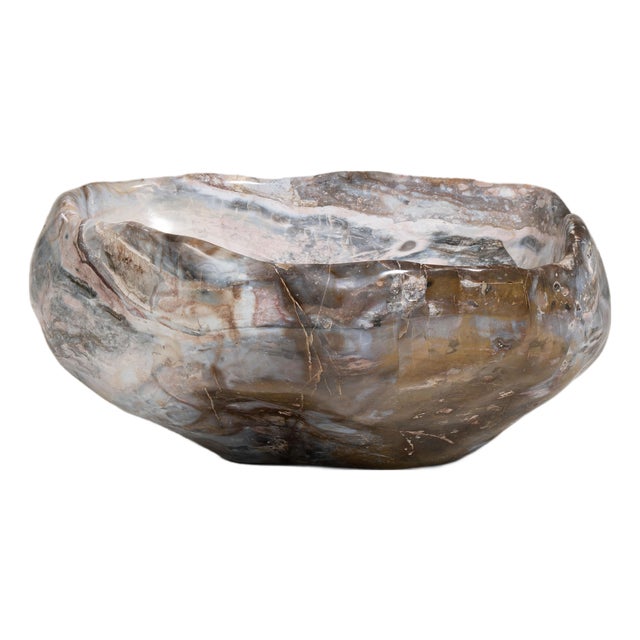 Mid 20th Century Brazil Antique White Agate Decorative Bowl For Sale