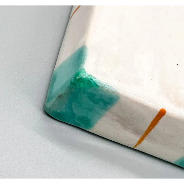 Vintage Italian Turquoise Sicilian Folk Art Ceramic Wall Pocket For Sale - Image 12 of 13