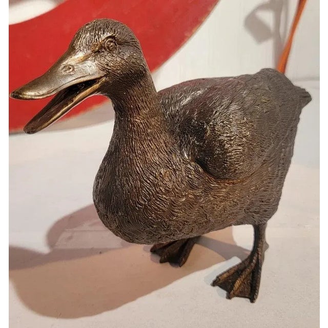 Metal Early 20thc Brass Duck Ornament For Sale - Image 7 of 7