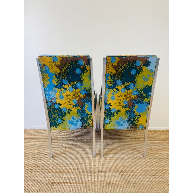 Vintage 1970s Set of 6 Milo Baughman X Jack Lenor Larsen Floral Upholstered Dining Chairs Mid Century Modern For Sale - Image 9 of 10