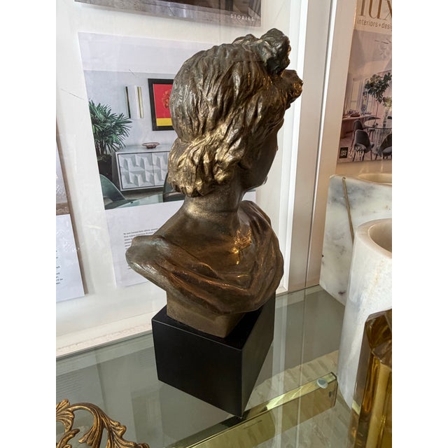 Mid 20th Century Neoclassic Style Bronze Female Bust Sculpture For Sale - Image 5 of 10