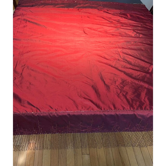 2010s Sethi & Sethi Modern Glam Beaded Fringe Silk Tablecloth For Sale - Image 5 of 7