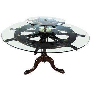 Midcentury Ship's Wheel Center Table For Sale