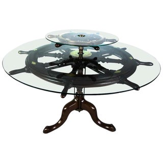 Midcentury Ship's Wheel Center Table For Sale