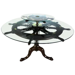 Midcentury Ship's Wheel Center Table