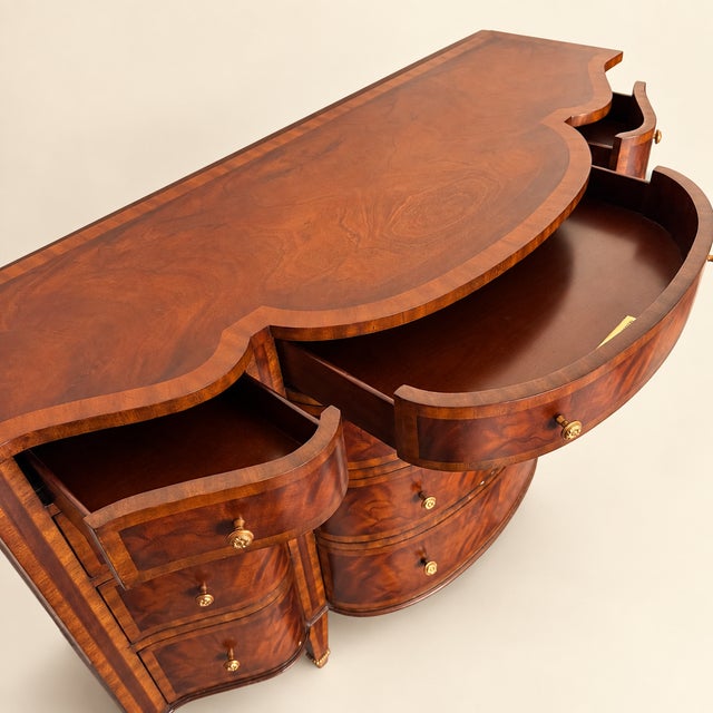 Late 20th Century Late 20th Century Maitland-Smith Flame Mahogany Demilune Commode For Sale - Image 5 of 11