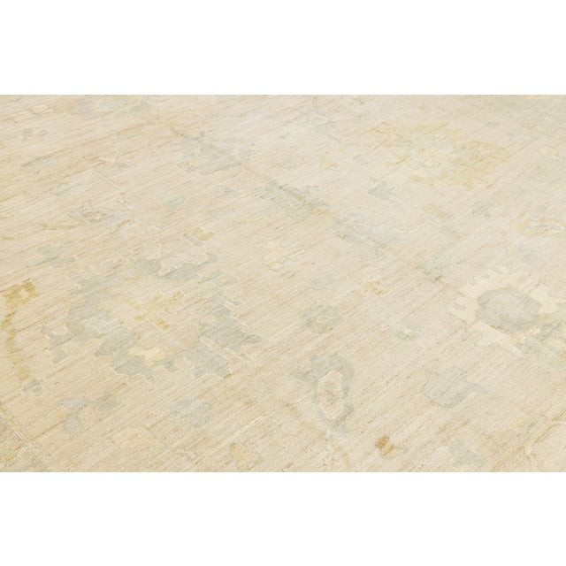 Contemporary Neutral Oushak Style Hand-Knotted Wool Rug in Beige, Sage & Gold For Sale - Image 4 of 12