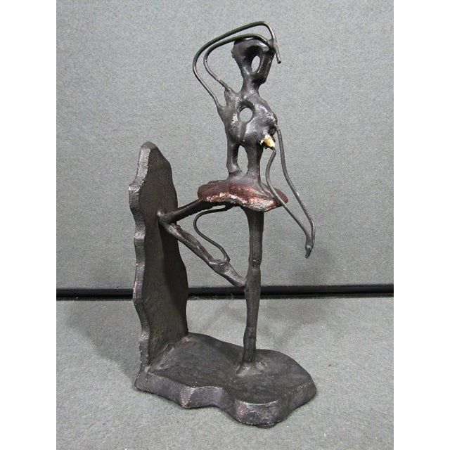 Vintage Brutalist Abstract Ballerina Metal Bookend Sculpture For Sale - Image 4 of 9