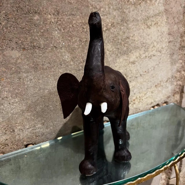 Brown 1960s Leather Elephant Table Sculpture For Sale - Image 8 of 12
