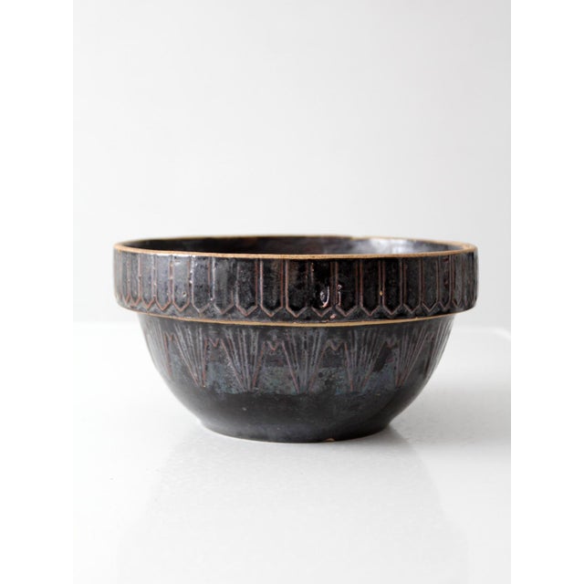 Late 19th Century Antique Dark Brown Glazed Stoneware Bowl For Sale - Image 5 of 13