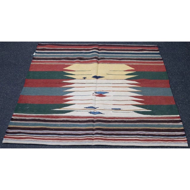 Red Antique Kilim Rug 3'10'' x 4'7'' For Sale - Image 8 of 10
