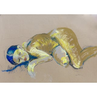Contemporary Figurative Nude Art Charcoal and Pastel Drawing by Martha Holden For Sale