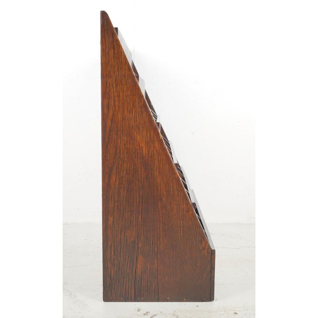 Wood Antique Sloped Oak Letter Retail Display Rack For Sale - Image 7 of 8