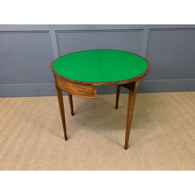 Brown Antique Inlaid Mahogany Card Table, 1900 For Sale - Image 8 of 16