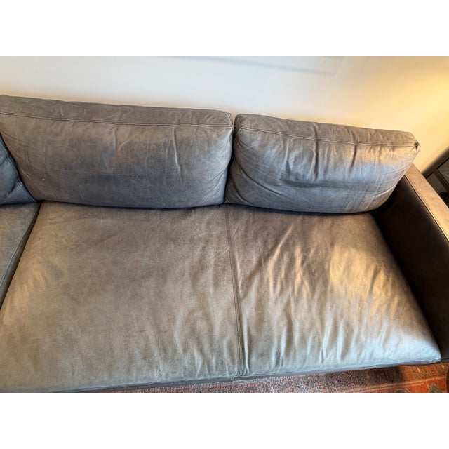 2010s Pottery Barn: Jake Leather Sectional, Indigo For Sale - Image 5 of 10