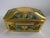 Hollywood Regency Gilt Metal Jewelry Casket With Turquoise Enamel Panels & Velvet Interior For Sale In Orlando - Image 6 of 11