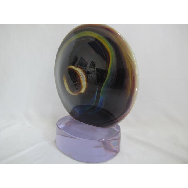Abstract Dino Rosin Handblown Murano & Calcedonia Gravitational Pull Art Glass Sculpture For Sale - Image 3 of 12