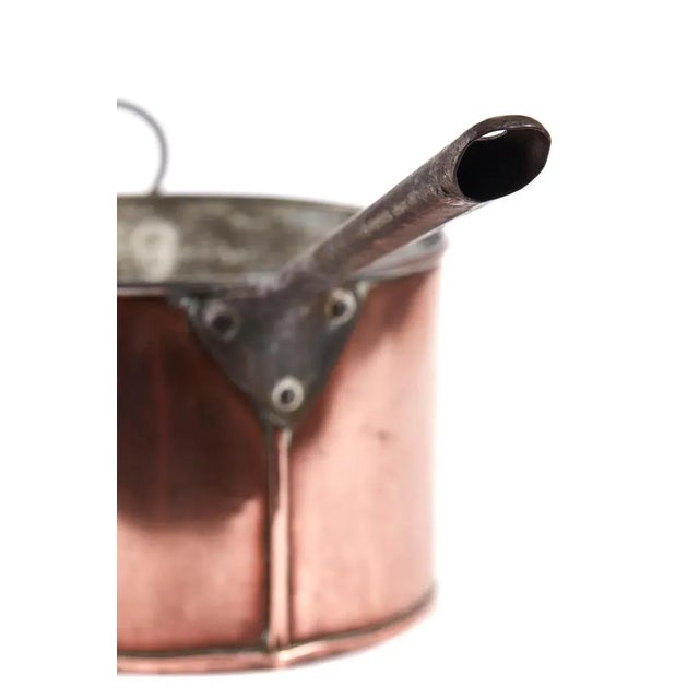 This is a large Georgian antique copper saucepan with a large iron handle. Wonderful antique condition. Measures: H14.5cm...