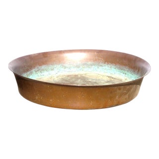 Large French Round Copper Pan / Fountain Basin / Birdbath For Sale