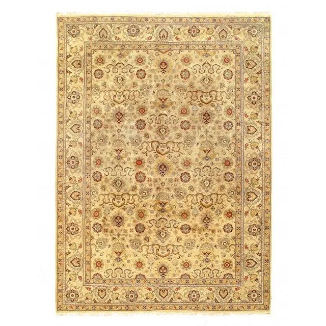 Pasargad Beige Fine Hand Knotted Agra Rug 10' X 14' For Sale - Image 4 of 4