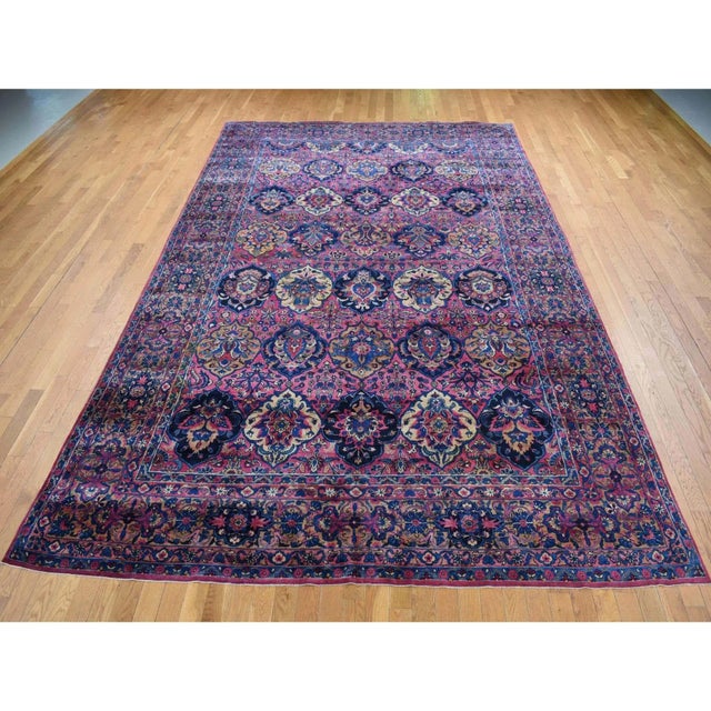 1910 Magenta Color Antique Persian Taftanjian Sarouk 300 KPSI Hand Knotted Wool Rug For Sale - Image 4 of 11