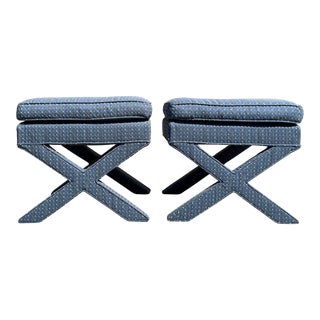 Billy Baldwin X Base Ottomans - a Pair For Sale