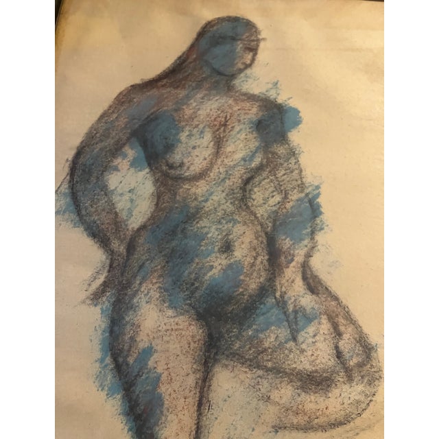 Original 18 x 24 pastel drawing on paper heightened with blue paint Done by Wesley Lea who’s work was shown at The...