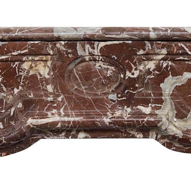 18th Century Louis XVI Hand-Carved Rouge Marble Fireplace Surround For Sale - Image 5 of 6