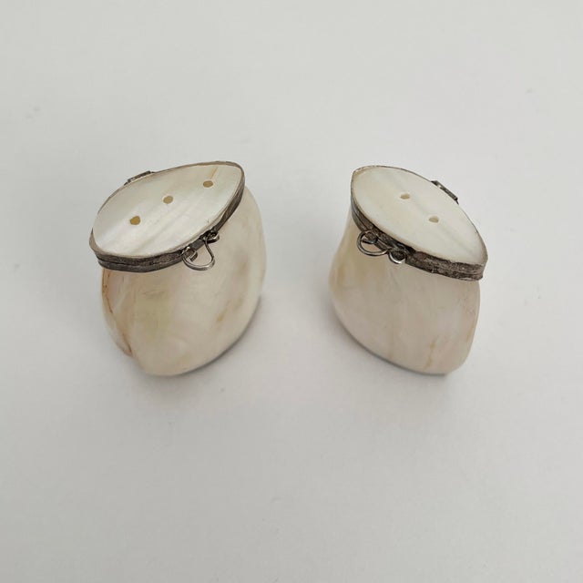 1970s Silver & Mother of Pearl Salt & Pepper Shakers For Sale In Sacramento - Image 6 of 9