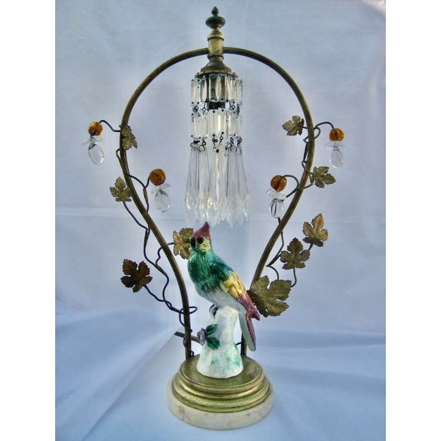 Bird Porcelain Crystal Lamp Circa 1920 For Sale - Image 13 of 13