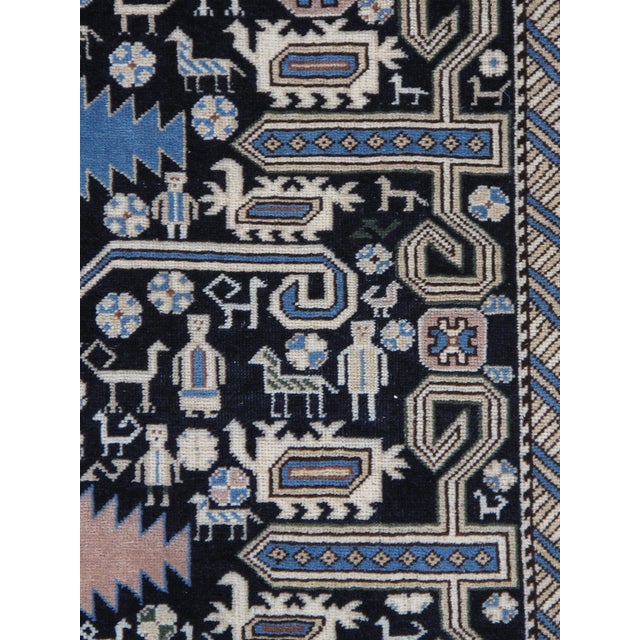 Antique Shirvan Rug, Hand Knotted Wool Oriental Rug Navy Blue, Light Blue, Ivory For Sale In New York - Image 6 of 10