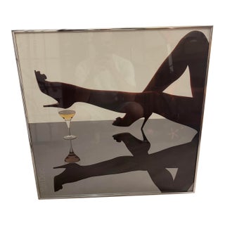Vintage Yuri Dojc Art Print Poster Woman High Heels Martini Glass Portrait For Sale