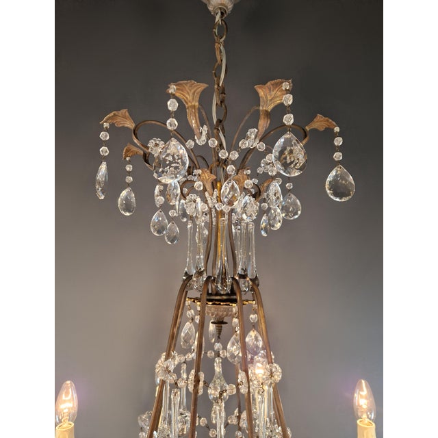 Antique Louis XV Revival Tradition Crystal Chandelier Brass and Metal 8 Lights For Sale - Image 13 of 16